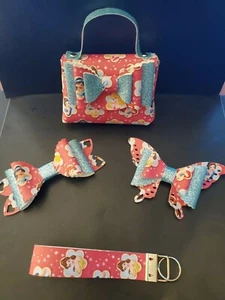 Handmade faux leather little girls purse, bows, and keychain Disney Princesses - Picture 1 of 8