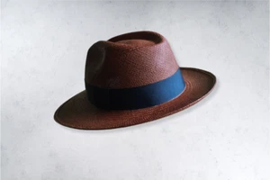 Sombrero de Panamá Genuino de Ecuador "Montego" Marrón - Hombre Mujer Sombrero de Paja Sombrero para el Sol - Imagen 1 de 7