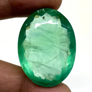 133.90 Cts Natural Fluorite 36x26mm Colombian Green Oval Cut Untreated Gemstone - Picture 1 of 23