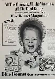 Blaue Haube Margarine Druck Anzeige Lebensmittel Energie Markt Werbung 1955 Ephemera  - Bild 1 von 12
