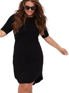 Torrid Womens 2 2XL Mini Ribbed Tee Shirt Knit Dress Black Relaxed Stretch EUC - Picture 1 of 13