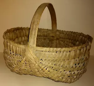 Fine Antique Split Oak Hand-Woven Farmhouse Buttocks / Butt Basket - Picture 1 of 8