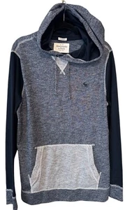 Abercrombie & Fitch Felpa con Cappuccio Uomo Pullover Muscolare Medio Logo A&F Grigio Y2K Vintage - Foto 1 di 6