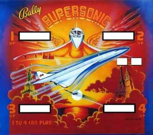 Repuesto de vidrio posterior Bally Supersonic Pinball Machine Translite - Imagen 1 de 2