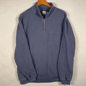 Vintage Gap Sweater Men’s XL Blue 1/4 Zip Mock Neck Pockets Heavy Cotton Classic - Picture 1 of 10