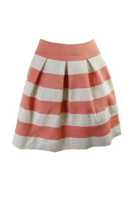 Fsr Juniors Pink Ivory Textured Striped Cupcake Mini Skirt L - Image 1 of 3