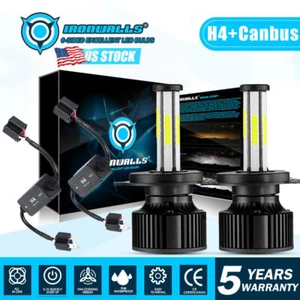 6 Sides H4 LED Headlight Bulbs Hi/Lo Beam 6000K 9003 HB2 2800W w/ Canbus Decoder - Picture 1 of 12