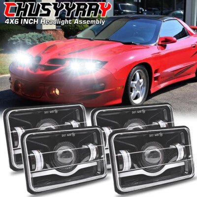 4PCS For Ford Mustang 1979-1986 4x6" LED HEADLIGHT Hi-Lo Beam Super Bright - Image 1 of 4