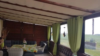 GÖTZ GARDINEN MAß-KONFEKTION Seilspannmarkise Beschattung Terrassenbeschattung BESTER THERMO-STOFF nach Maß