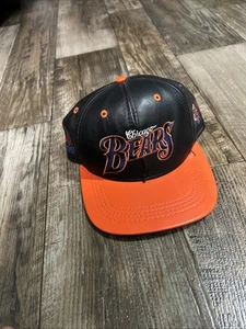 Vintage Leather Embroidered Chicago Bears Snapback Hat Cap 90s Modern Team NFL - Picture 1 of 6