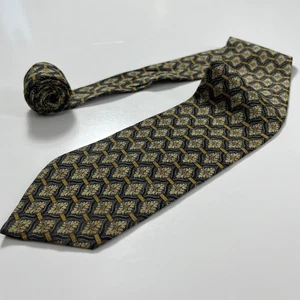 Valentino Cravatte Vintage Men's Tie Made In Italy Grey Gold 100% Silk Necktie - Picture 1 of 8