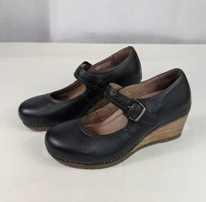 Dansko Black Nubuck Wedge Heels Women's Size 40 Mary Jane Shoes 1251021200 - Picture 1 of 14