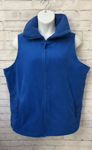 Lands’ End Fleece Blue Vest Shawl Collar Plus Size 3X 24W-26W Coat Cozy Comfort - Picture 1 of 9