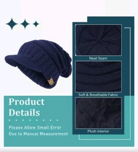 Ruphedy Men Womens Winter Beanie with Brim Outdoor Fleece Visor Beanie Hats - Picture 1 of 3