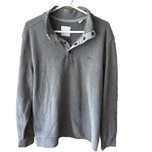 Tommy Bahama Herrenpullover Baumwollmischung Strick grau Kragen Druckknopf XL - Bild 1 von 5