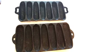 TWO Cast Iron Corn Stick Cornbread Pan 7 Slot 7S & Wagner Ware Sidney (64A) - Picture 1 of 10