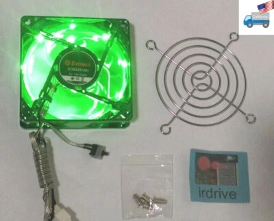 NEW Enermax 80mm Green LED Thermal Control PC Case Cooling Fan 3pin,Screws,Grill - Image 1 of 4
