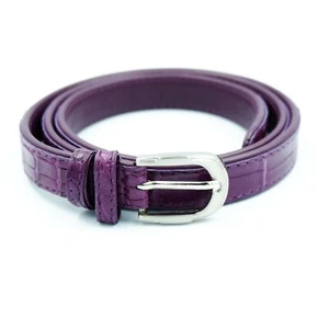 New EXSOOTTI Purple Croc Leather Belly Skin Women Metal Buckle Belt 0.8x40 inch - Picture 1 of 7