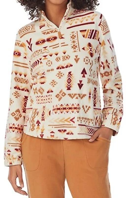 Cuddl Duds Soft Fleece Pajama Set Sz Large / L - Butterscotch Cream Geo - New - Image 1 of 2