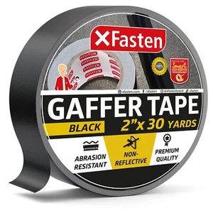 XFasten Black Gaffers Tape 2 Inch X 30 Yards, No Residue Tape, Black Gaffer T... - Picture 1 of 8