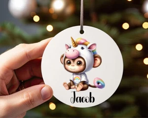 Chuchería Unicornio Ratón Personalizada-Decoración Árbol-Bolso Escolar Etiqueta-Adorno de Navidad - Imagen 1 de 3