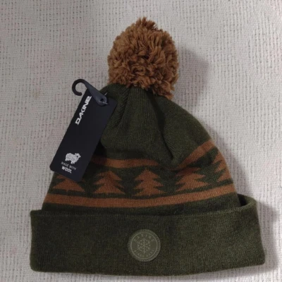 NWT Dakine Jack Pine Merino Beanie Dark Olive/Brown Mens Winter Hat - Image 1 of 4