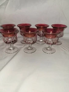 kings crown ruby red thumbprint glass RARE flared cocktail lot of 7 - Picture 1 of 4