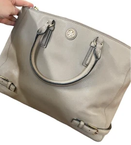 Tory Burch Robinson Tote French Grey Crossbody Bag Shoulder Strap Double Zip - Picture 1 of 19