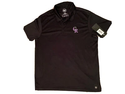 Camisa polo de golf de manga corta de rendimiento de la marca Colorado Rockies 47 negra grande Foto 1 de 3