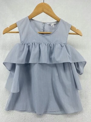 BCBG Generación XS Recortado Top Volantes Acento Azul Rayas Usado en Excelente Condición (W3458-D10) Foto 1 de 4