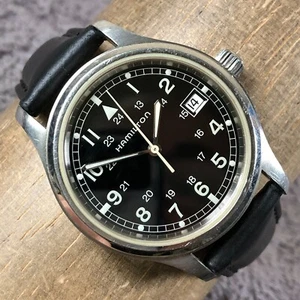 Vintage Hamilton Khaki Herren 8787 Field Date Leder Quarz 36mm Uhr 7 1/4" - Bild 1 von 13