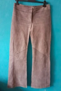 Graue Damen Lederhose, Echtleder, Gr. 38, H&M, Bootcut - Bild 1 von 8
