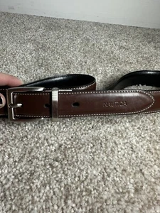 Nautica Brown Belt Silver Tone Buckle Size 30-32” - Picture 1 of 6