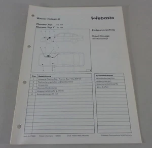 Einbauanweisung Webasto Calefacción Termo Top/ T Opel Omega Stand 05/1992 - Imagen 1 de 1
