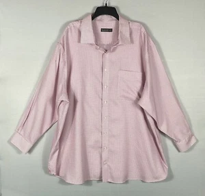 Rochester Dress Shirt Mens Sz 20 34/35 Pink Ivory Plaid Egyptian Cotton Non Iron - Picture 1 of 7