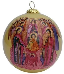 Christmas Ornament- Orthodox Icon Synaxis of Angels -Hand Painted Li Bien -NEW - Picture 1 of 3