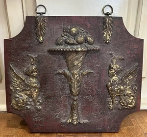 John Richard Carved Wall Plaques GRF1204 A Gold Gilt Black Burgundy 15X13X.75” - Picture 1 of 8
