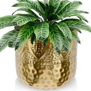 Übertopf Blumentopf Pflanzentopf Blumenvase Vase Blumen aus Metall Gold 19x18 cm - Bild 1 von 10