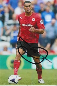 CARDIFF CITY HAND SIGNED STEVEN CAULKER 6X4 PHOTO 1. - Picture 1 of 1