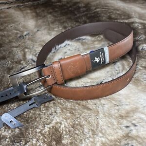 Beverly Hills Polo Club Belt Mens 32 Brown Manmade Materials Silver Buckle 