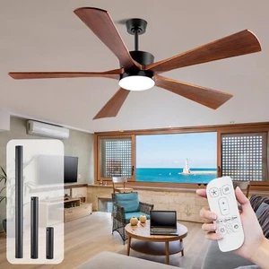 Ventilatori da Soffitto da Esterno 60 Pollici per Patio Impermeabili, 5 Pale Legno Massello Soffitto... - Foto 1 di 7