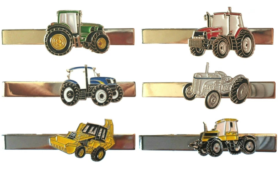 Farm Tractor Farming Agricultural Excavator Digger Plant Equipment Tie Clips NEW - Image 1 of 1