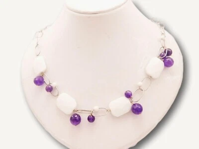 925 sterling silver in Amethyst necklace of not Natural and HYDR Italian stone - Image 1 of 3