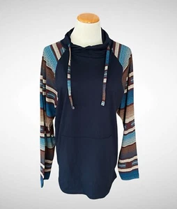 American Rag Funnelneck Pullover Sweater Striped Sleeves, Size L - Picture 1 of 10
