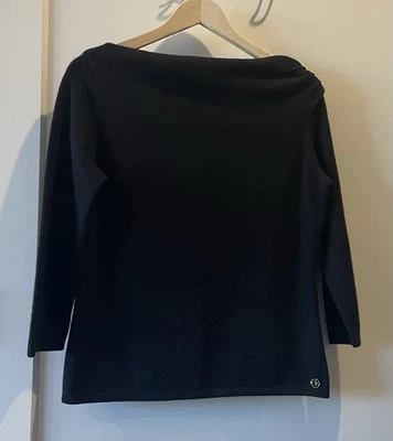 Suéter negro con hombros descubiertos 100 % cachemir para mujer Calvin Klein talla S-M Foto 1 de 4