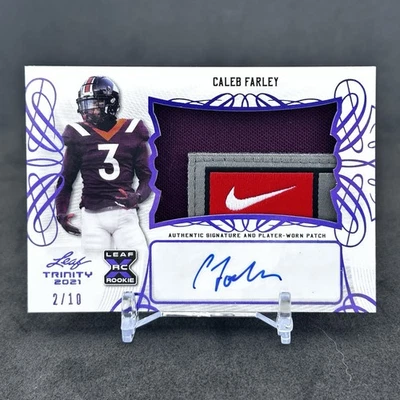 2021 Leaf Trinity Caleb Farley #PA-CF1 Rookie Patch Auto Nike Swoosh #/10 - Image 1 of 4