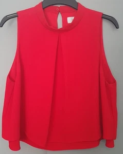 Top Coast taglia 12 rosso tinta unita senza maniche a strati leggero crop top! - Foto 1 di 4