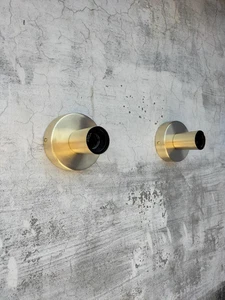 Pair Modern Brass Wall Sconces | Minimalist Industrial | E26 Holder - Picture 1 of 9