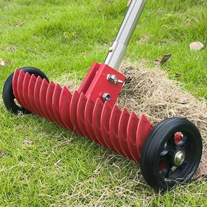 Lawn Thatch Rake, 15-Inch Steel Dethatching Tool, Adjustable 0-15° Angle and ... - Picture 1 of 7