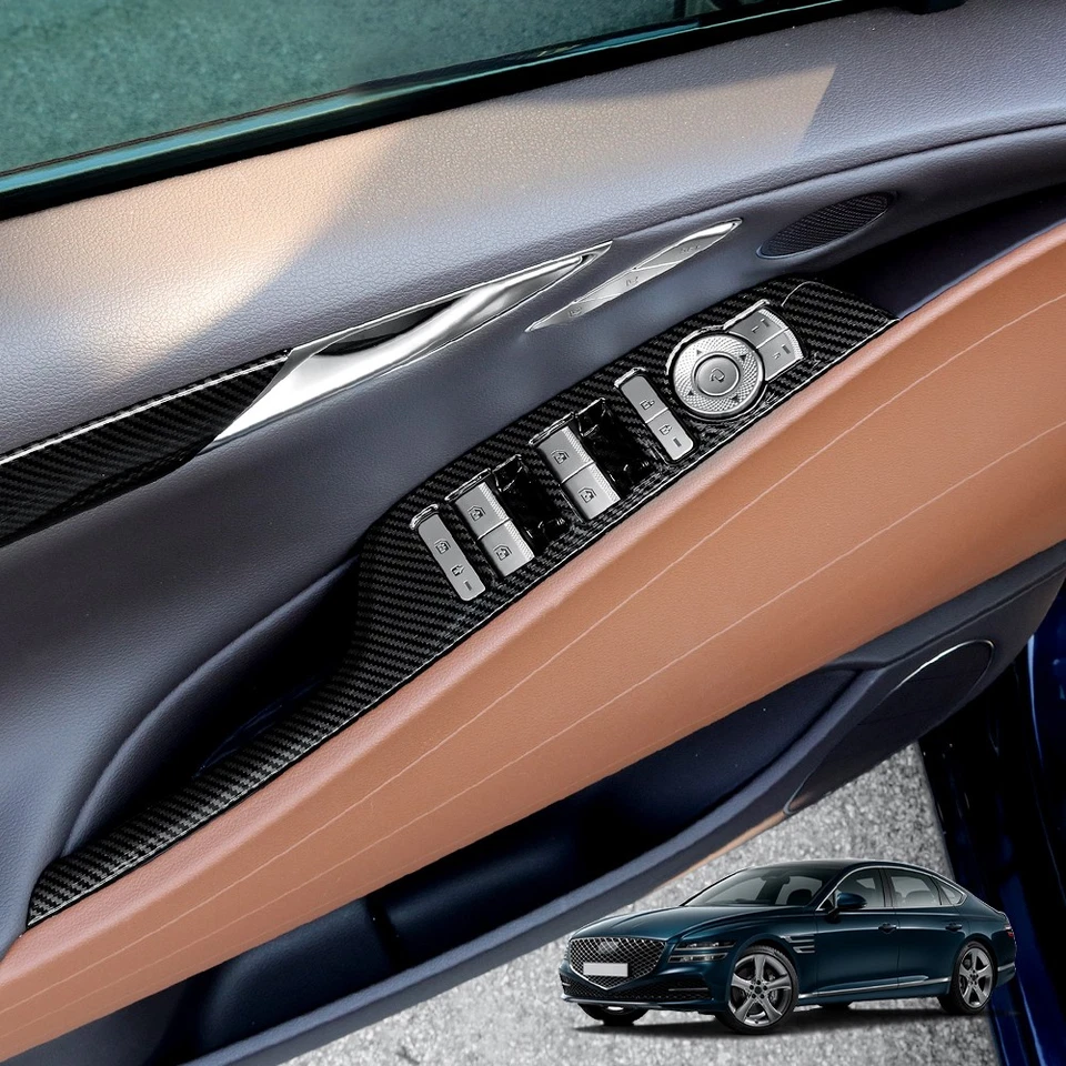 Interruptor de elevación de ventana ABS afinación botón panel cubierta moldura para Genesis G80 2021-2025 Foto 1 de 1